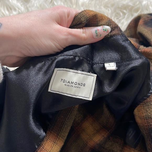 7 Diamonds Men's Orange Plaid Flannel - Picture 2 of 6